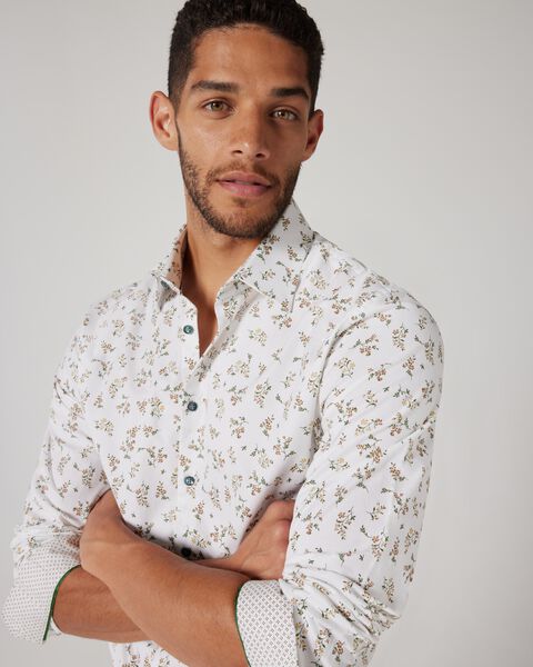 Long Sleeve Floral Print Dress Shirt 